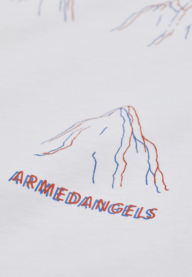 Armedangels JAAMES MANY MOUNTAINS T-Shirt aus 100% Bio-Baumwolle weiss Armedangels JAAMES MANY MOUNTAINS T-Shirt aus 100% Bio-Baumwolle weiss