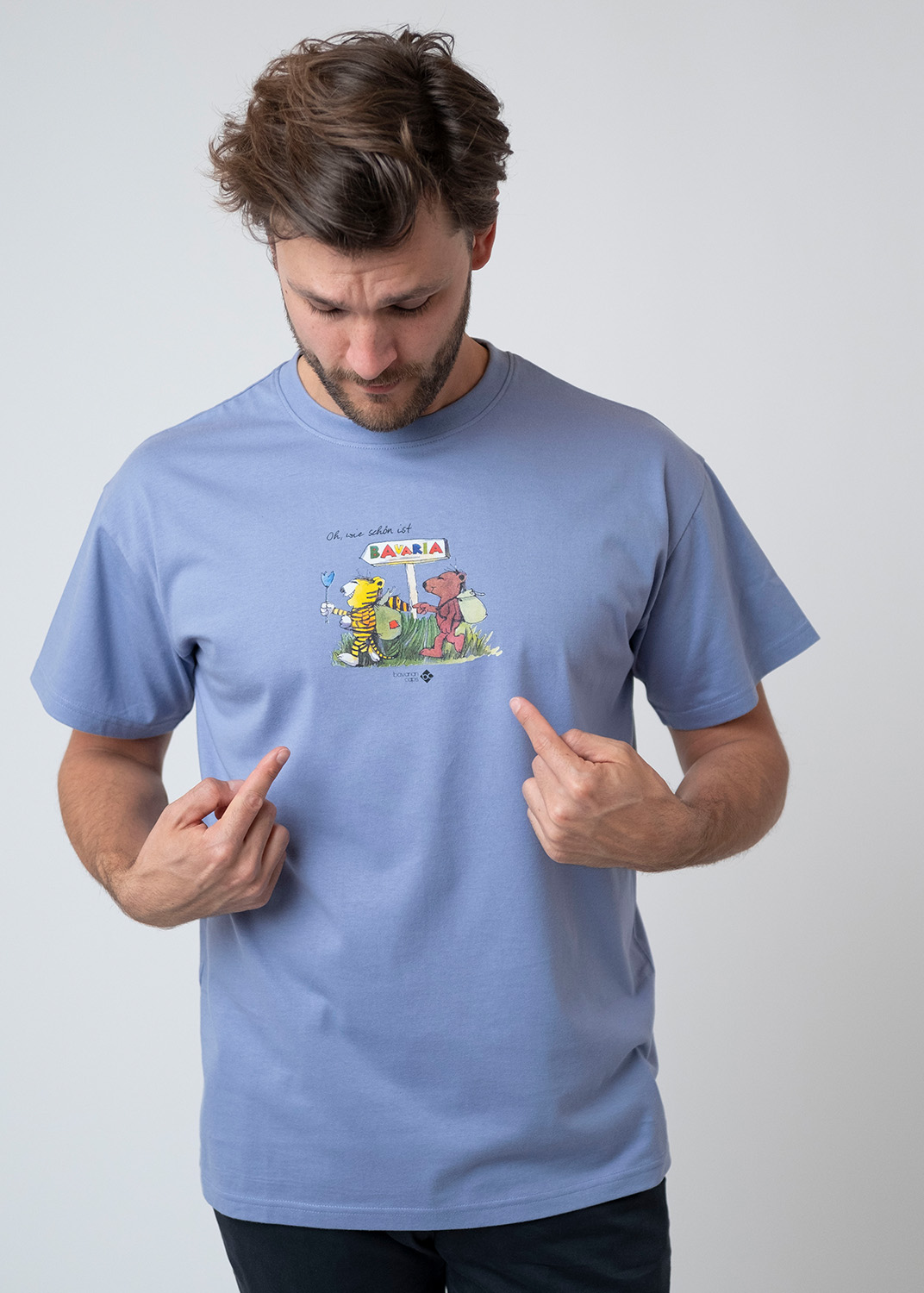 Bavarian Caps T-Shirt Janosch "Oh wie schön is Bavaria" - hellblau