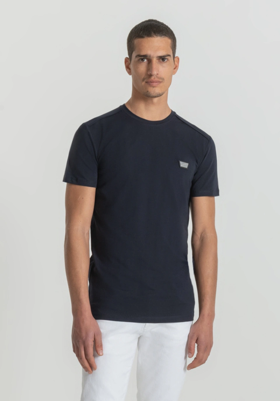 Antony Morato T-SHIRT SUPER SLIM FIT AUS WEICHEM BAUMWOLLSTRETCH in blau