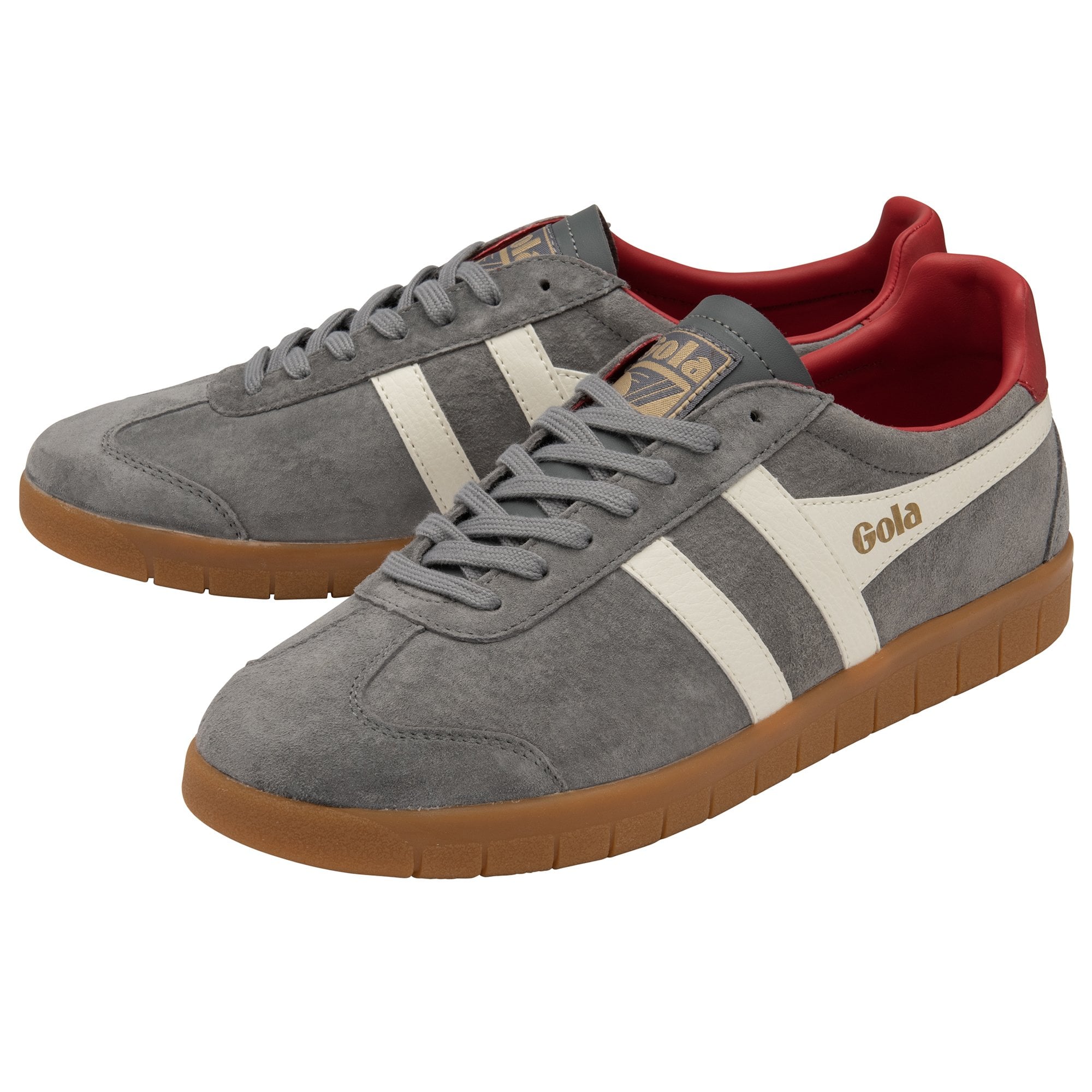  Gola Classics Men's Hurricane Suede Trainers Ash/Off White/Deep Red/Gum