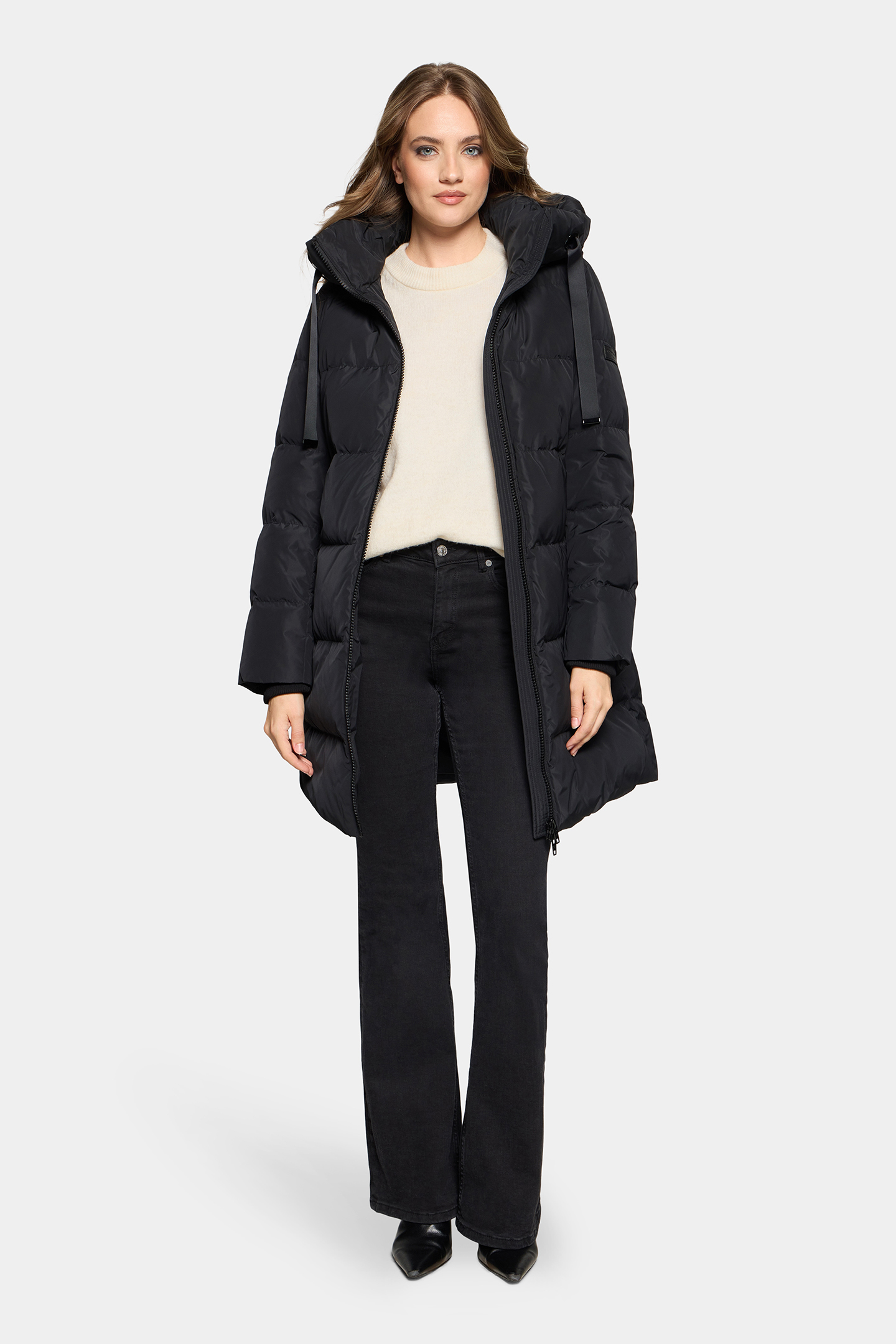 RockandBlue Samantha lange Daunen Jacke in schwarz