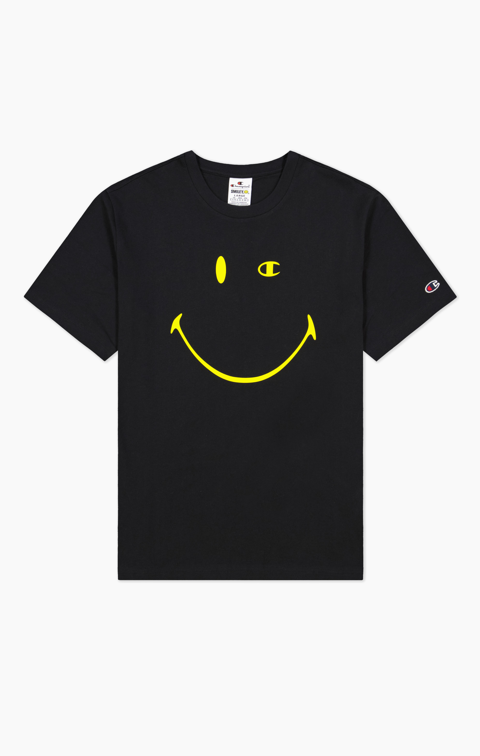 Champion x Smiley Allover T-Shirt in schwarz zum 50 Geburtstag von Smiley 1972-2022 
