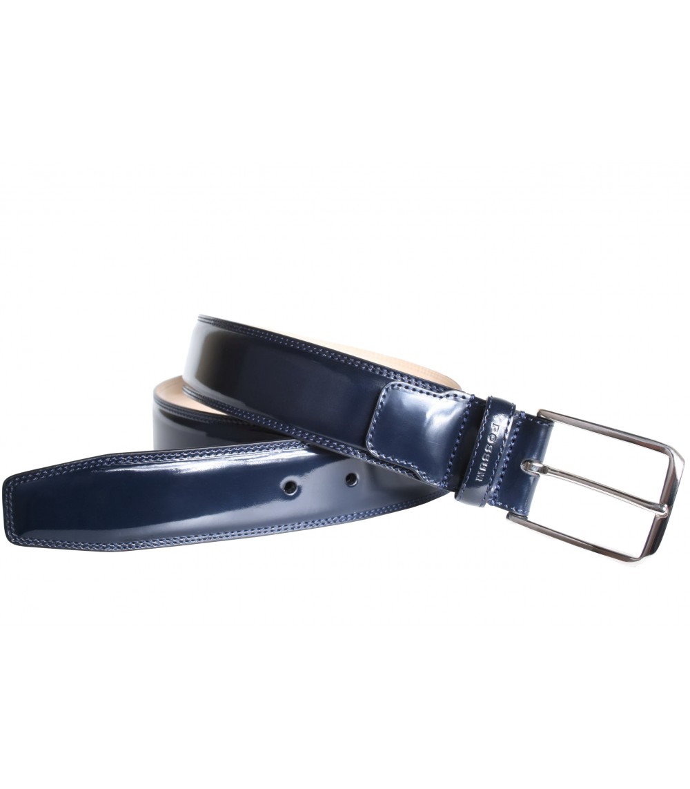 Possum Blauer Gürtel aus handpoliertem Leder passend zu Cordovan Schuhen