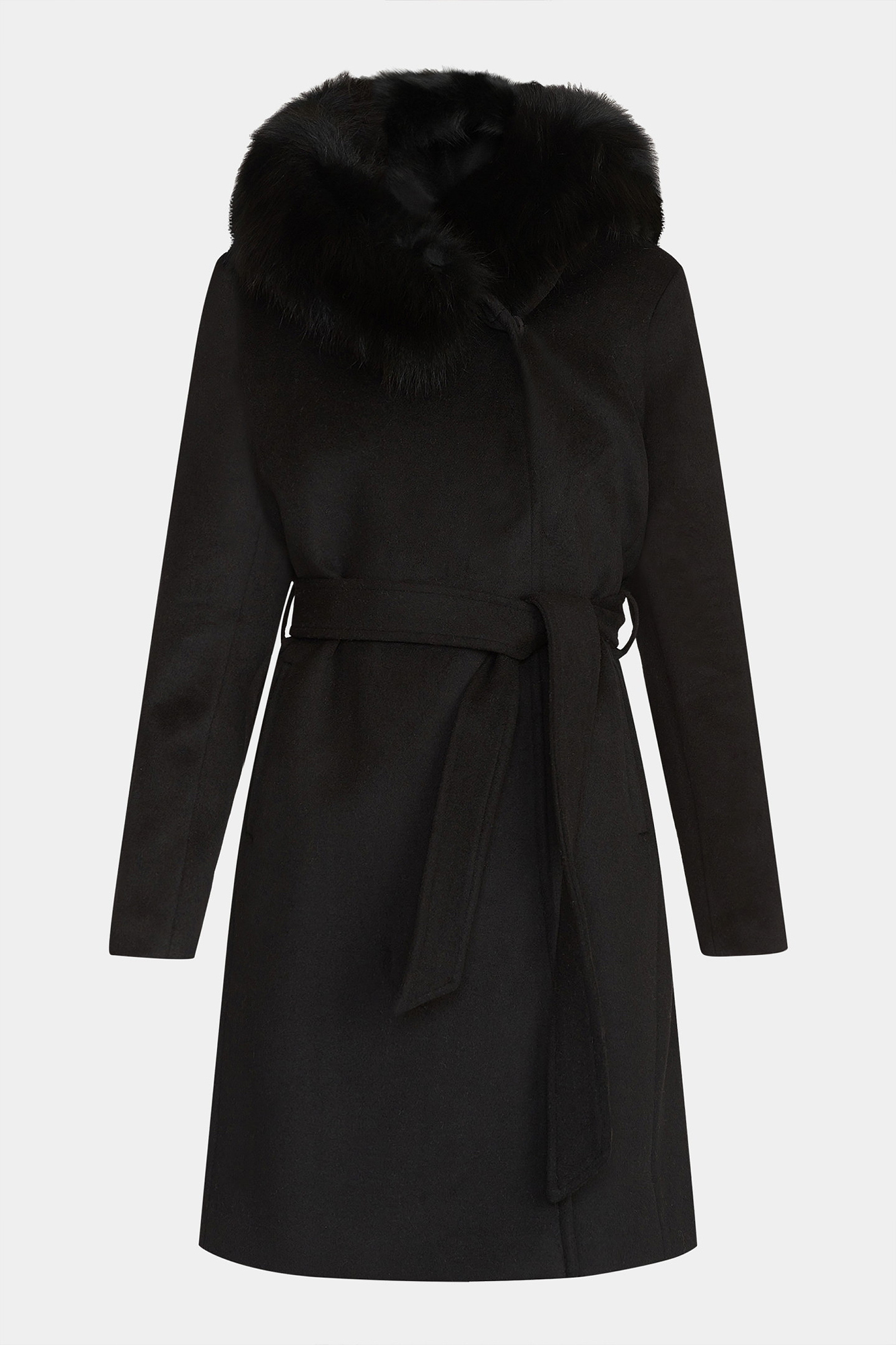RockandBlue Mantel, Taila Coat mit Kunstpelz black / black