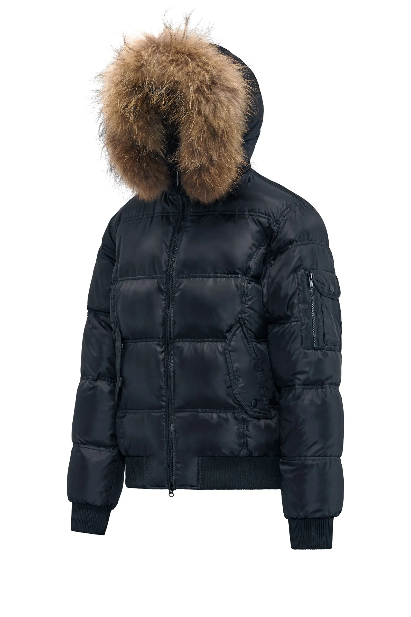 BomBoogie Daunen Bomberjacke mit Pelz in blau BomBoogie Daunen Bomberjacke mit Pelz in blau