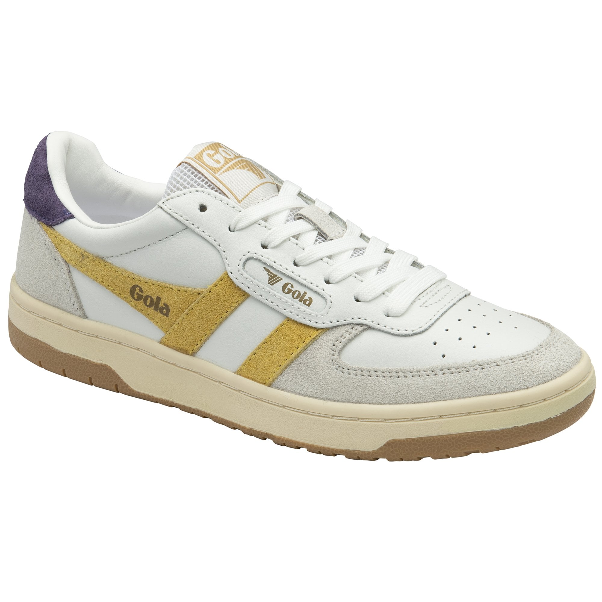 Gola Classics Women's Sneaker Hawk Trainers in White/Pollen/Plum Gola Classics Women's Sneaker Hawk Trainers in White/Pollen/Plum