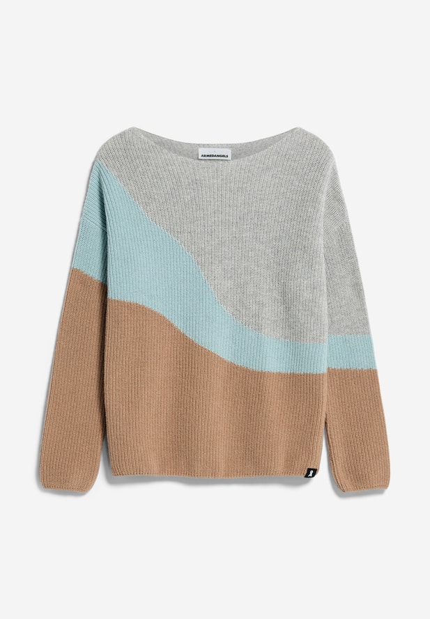 Armedangels MIYAAS MULTICOLOR Strick Pullover Loose Fit aus Bio-Woll Mix light grey melange-icy mist 