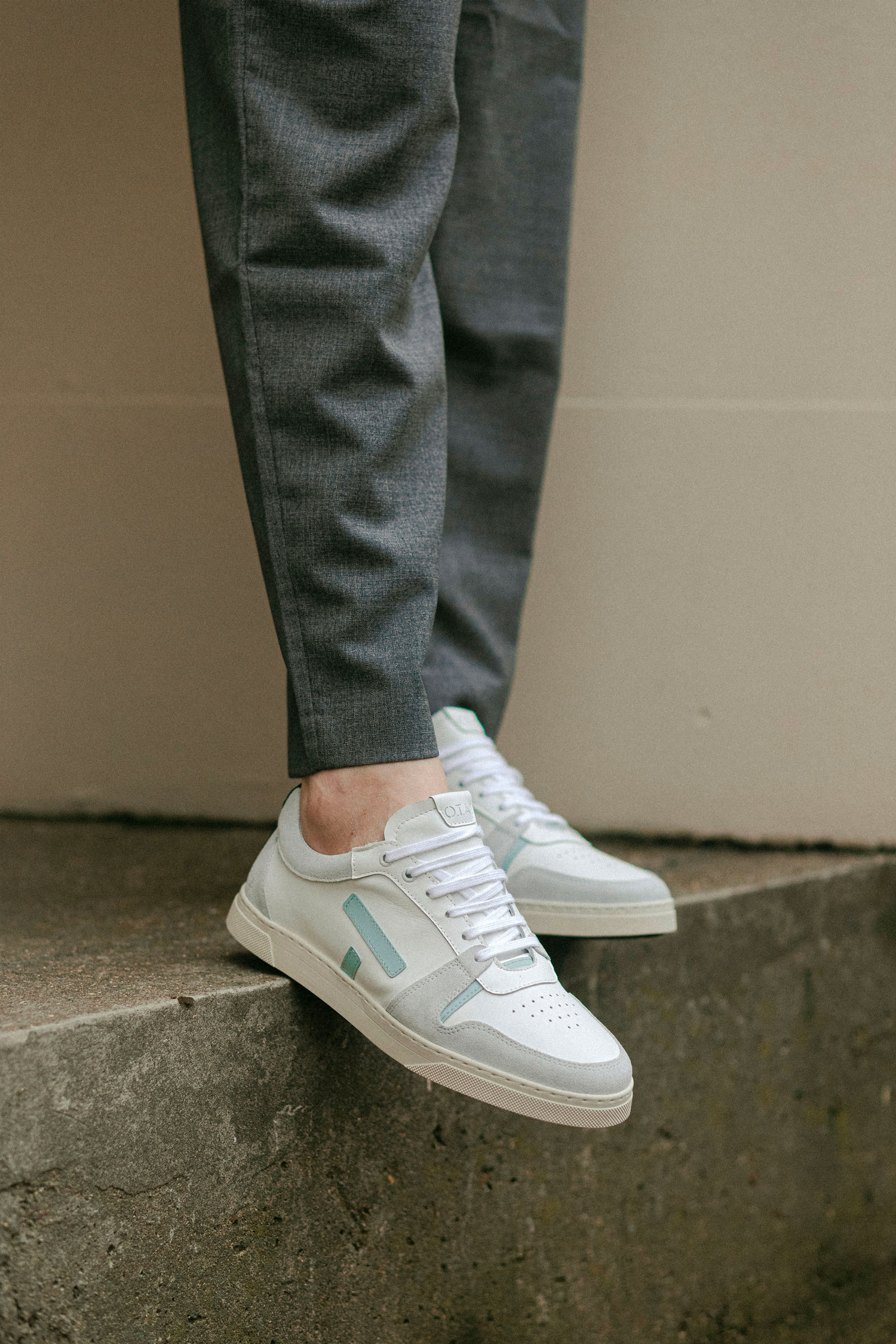 O.T.A Paris On The Asphalt Leder Sneaker Sansaho in weiss / menthol O.T.A Paris On The Asphalt Leder Sneaker Sansaho in weiss / menthol