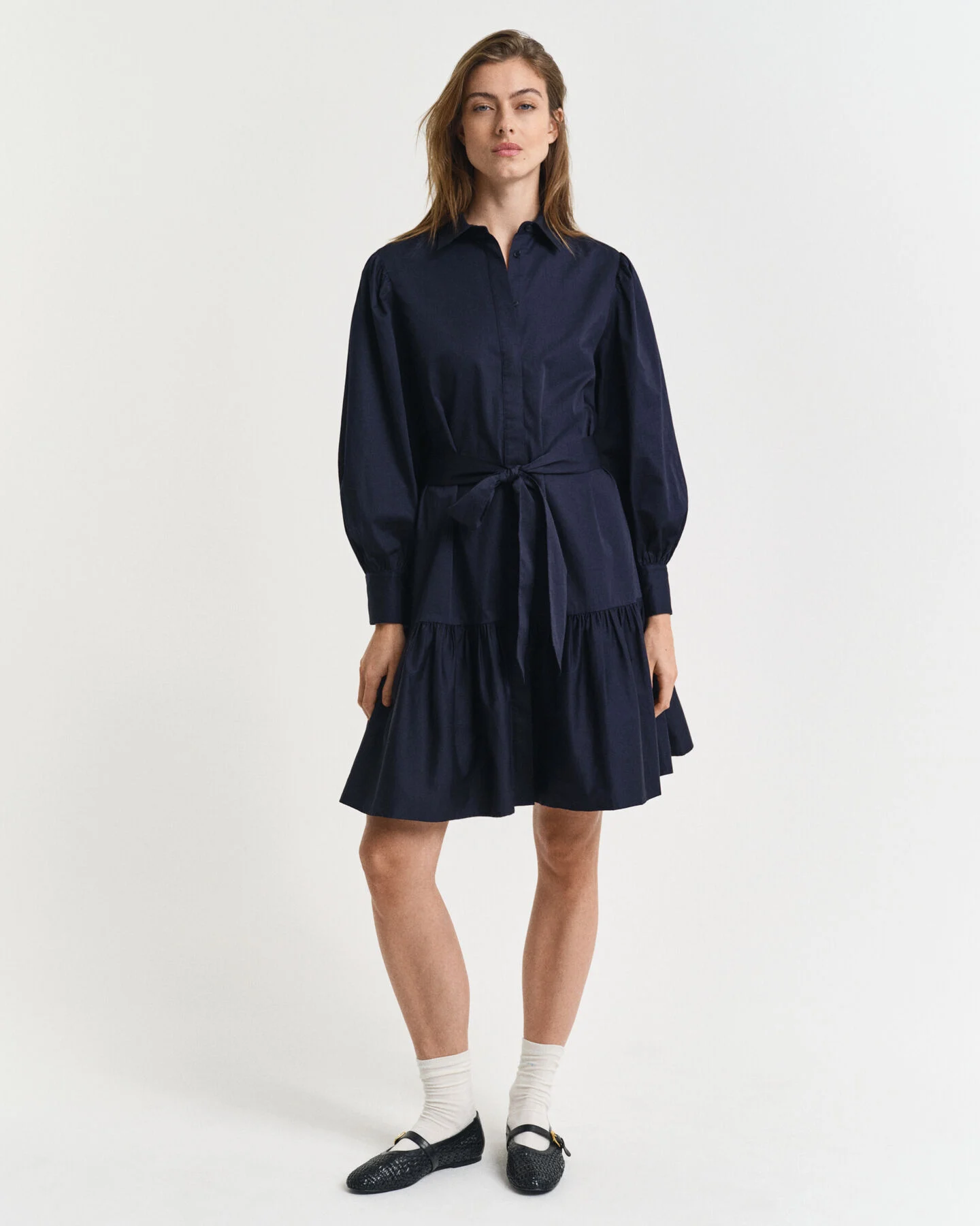 Gant Kleid aus Baumwoll-Satin in Evening Blue