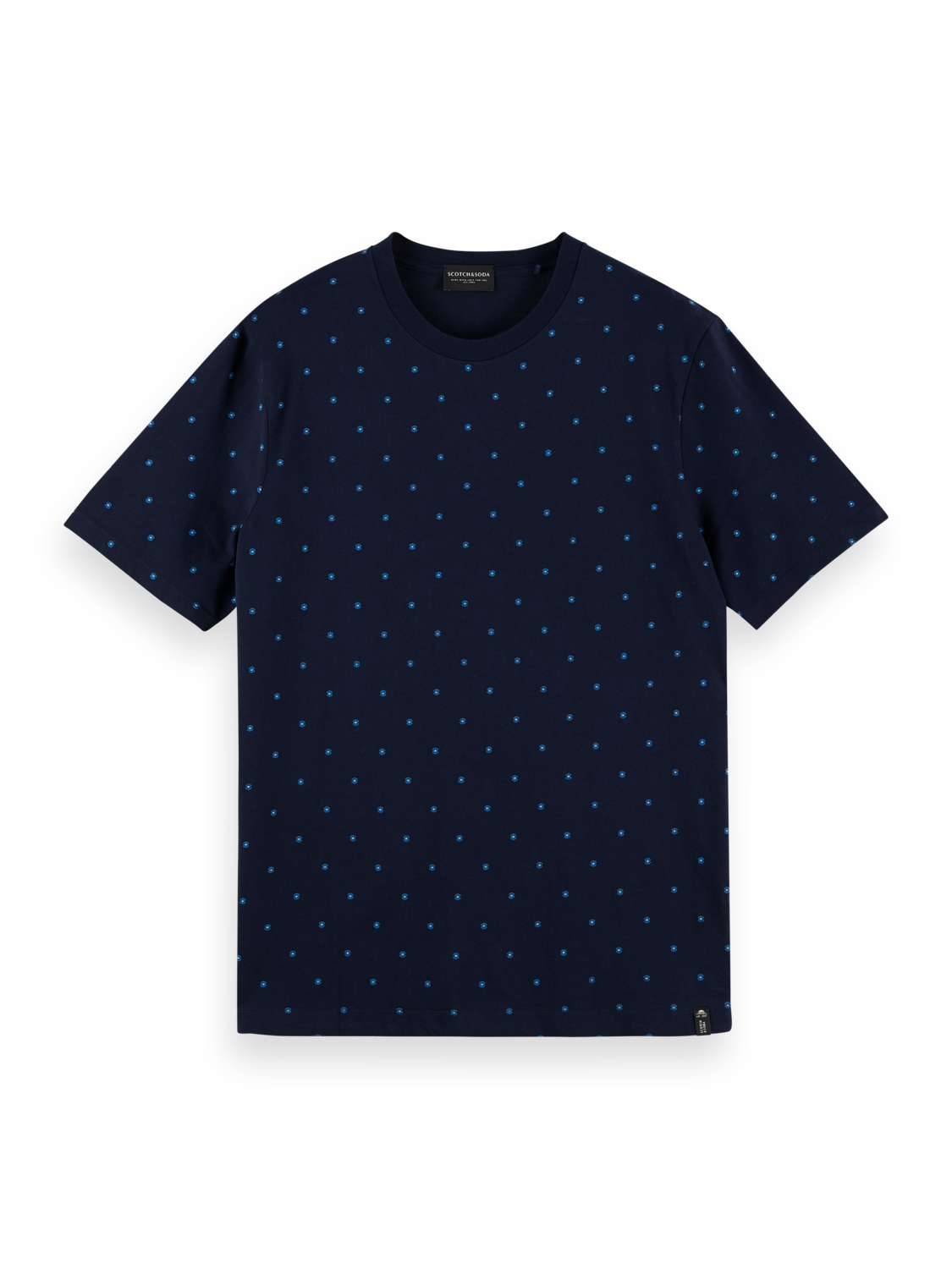 Scotch&Soda Baumwoll-T-Shirt mit Rundhalsausschnitt und Print / blau