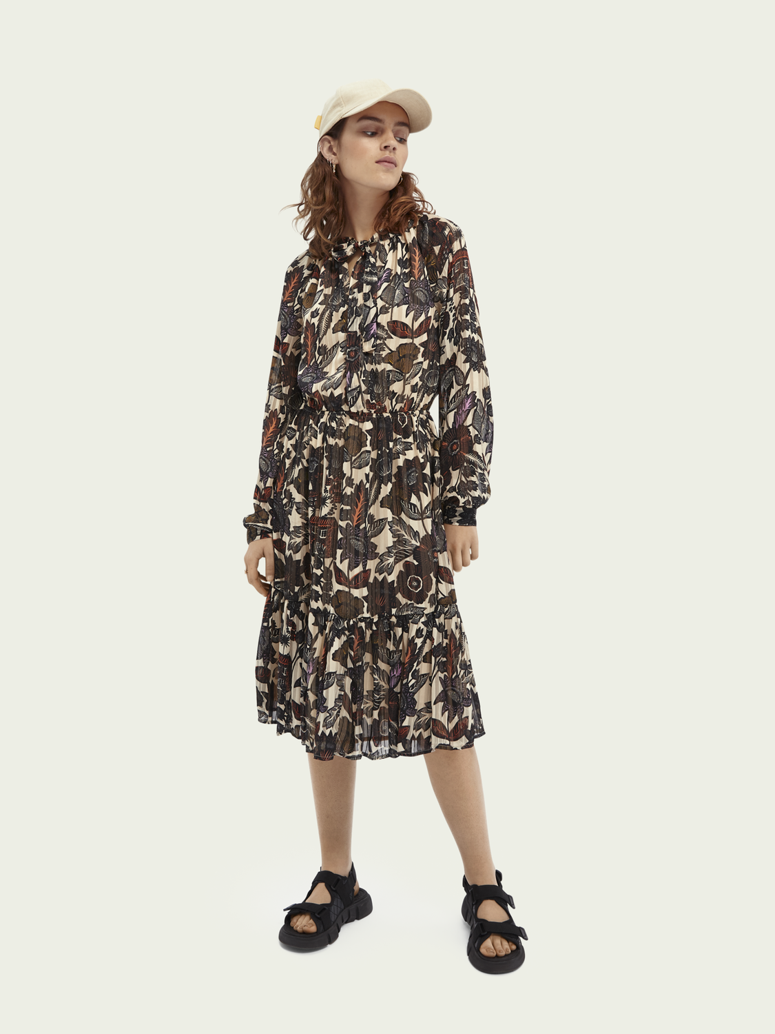 Scotch&Soda wadenlanges Midikleid mit Schleife