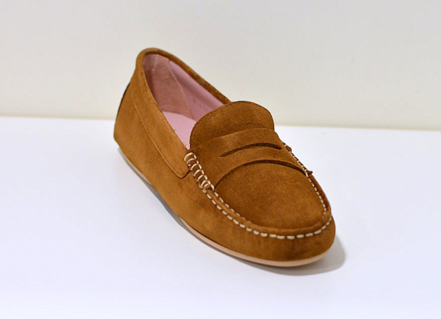 Pretty Ballerinas Josephine  Microtina Loafer aus Verloursleder cognac