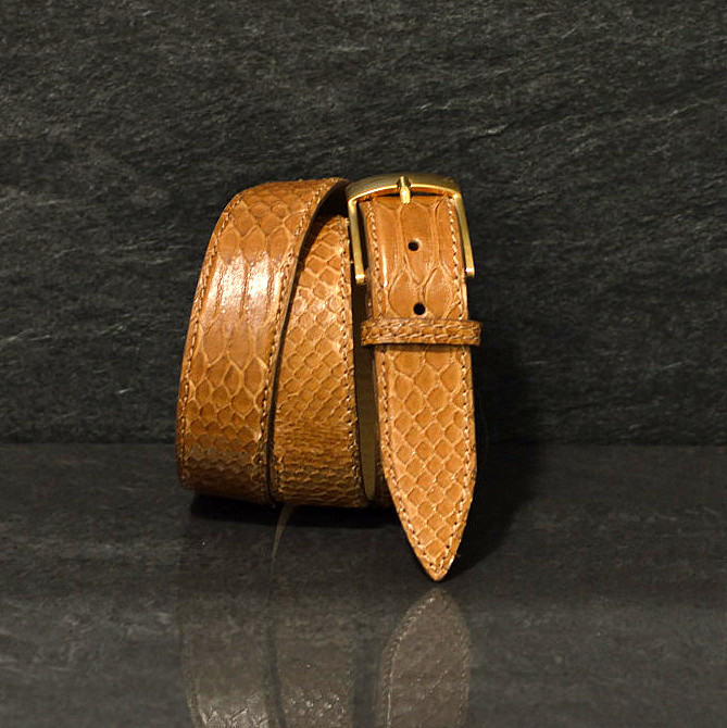 Ralph Gladen Schlangenledergürtel Python Breite 3,5cm in hellbraun