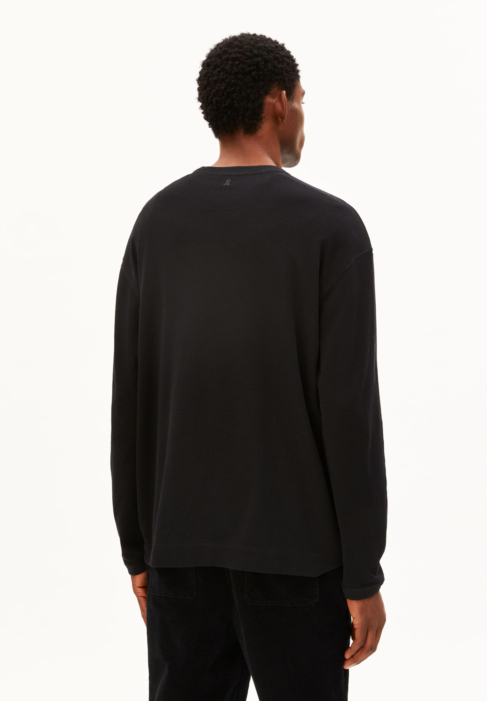 Armedangels MAARKOS WAFFLE LANGARMSHIRT 100% Bio-Baumwolle / Pullover in schwarz