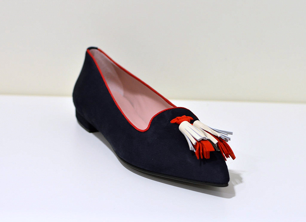 Pretty Ballerinas Ella ANGELIS Navy Blue - Klassischer Ballerina mit Spitze und kleinen Absatz