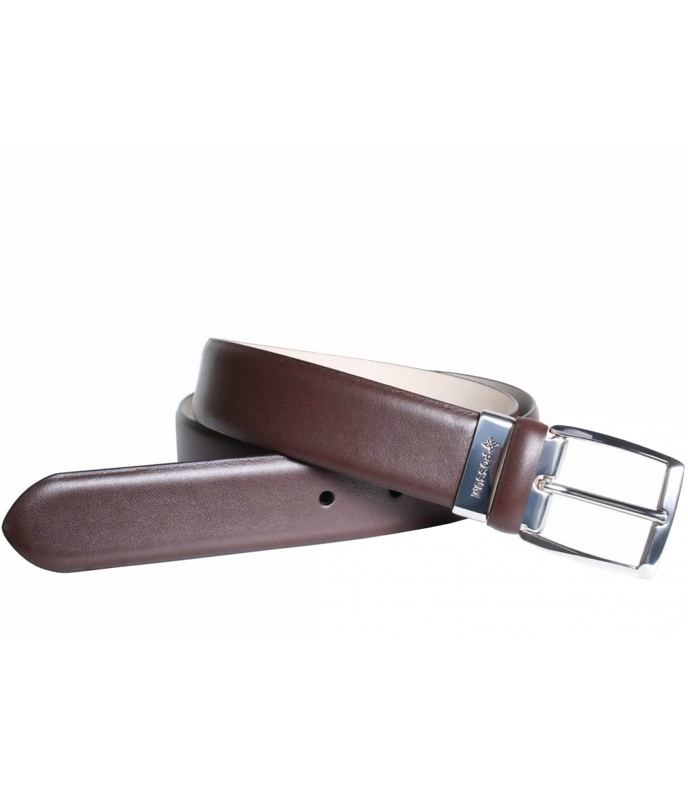 Possum Eleganter brauner Business Gürtel aus Leder mit edler  Schnalle