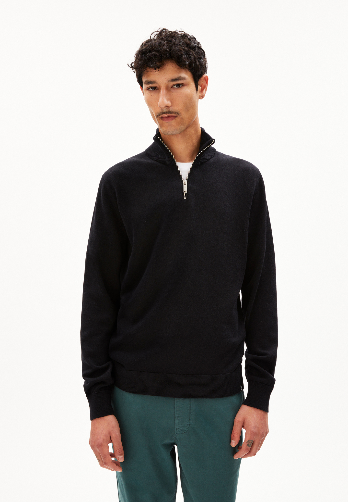 Armedangels FAABES HALF ZIP KNIT SWEATER Pullover aus Bio-Baumwolle black