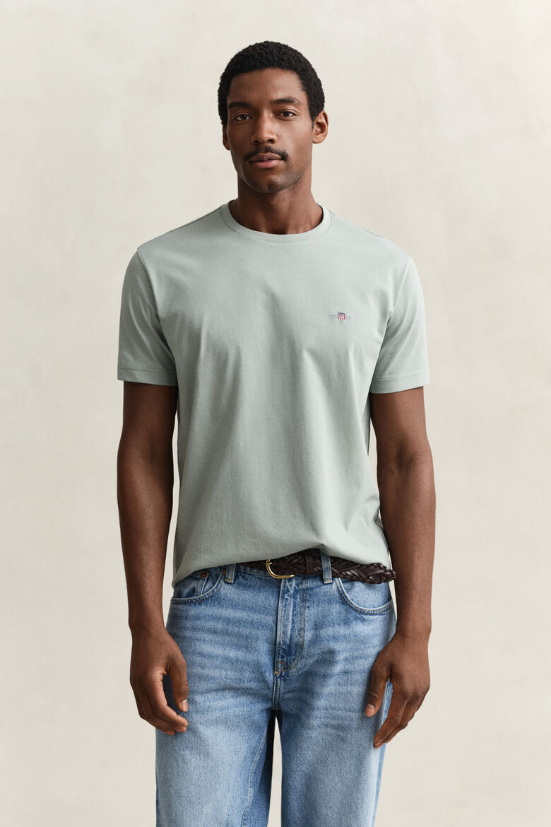 Gant Regular Fit Shield T-Shirt aus Baumwolle in Ceramic grey