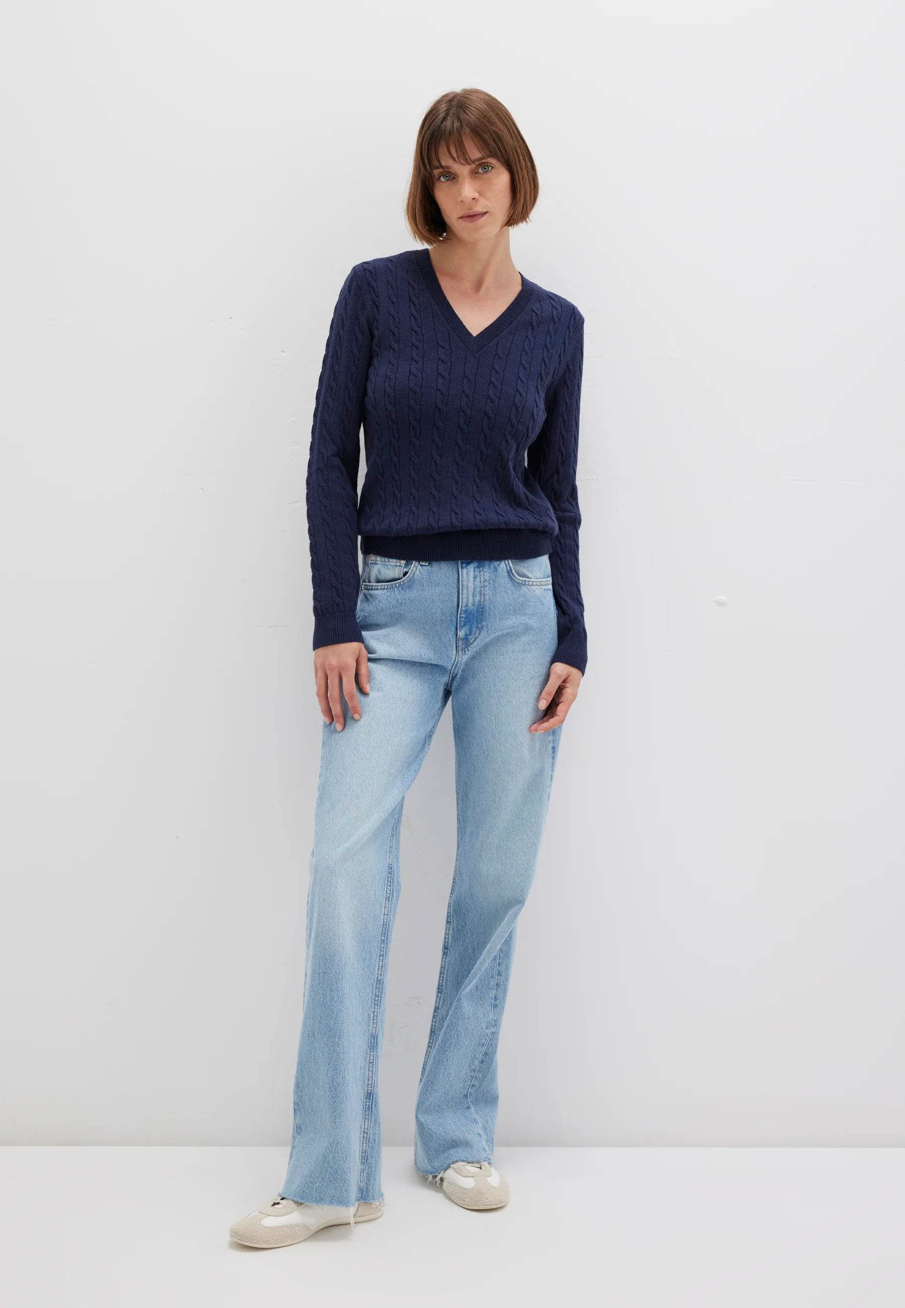 Mavi Pullover LONG SLEEVE V NECK TRICOT | Feinstrick Pullover in blau