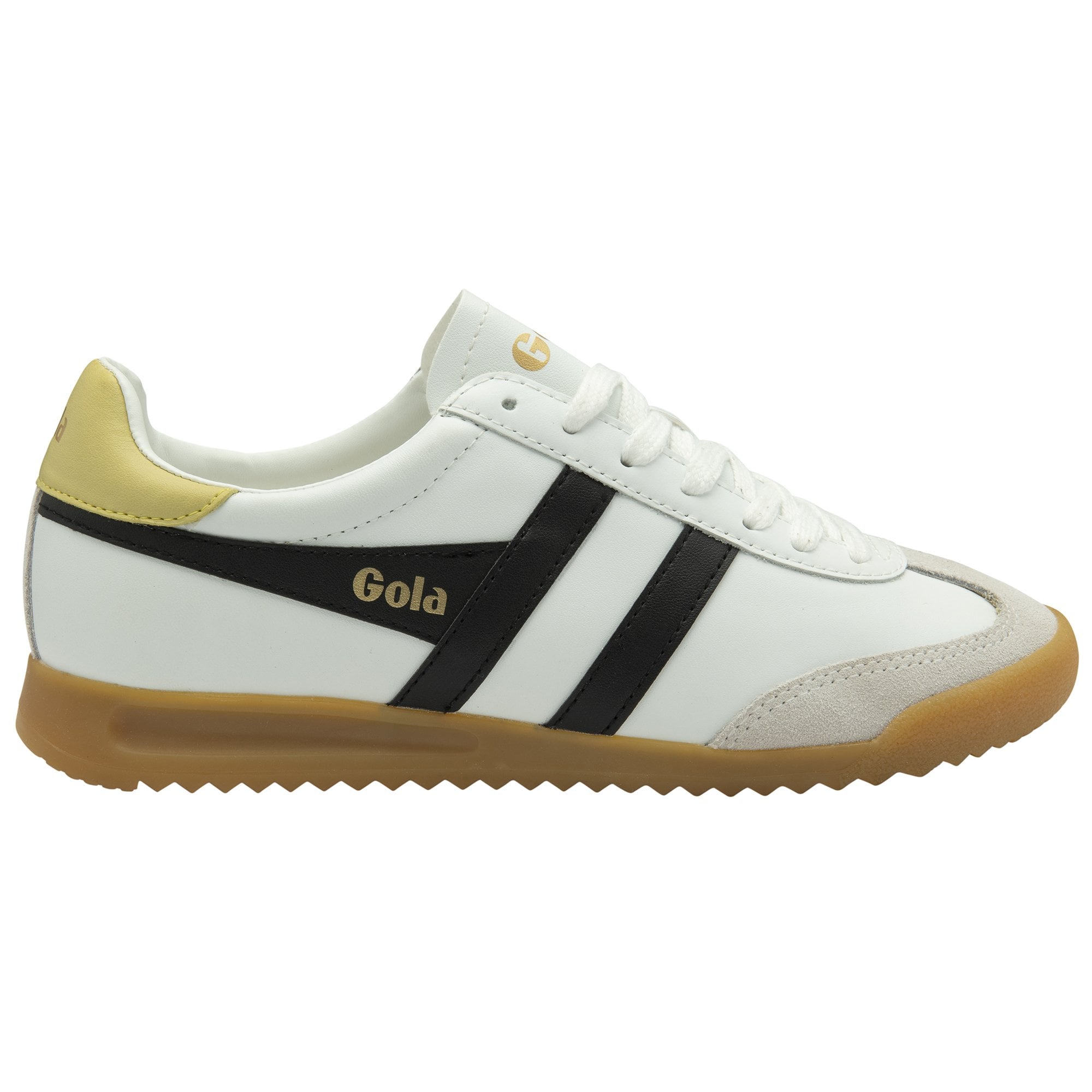 Gola Classics Women's Torpedo Leather Trainers / Sneaker in White/Black/Lemon
