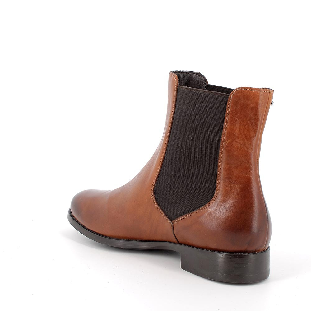 Igi&Co Damen-Chelsea Boots aus Leder mit Absatz, cognac