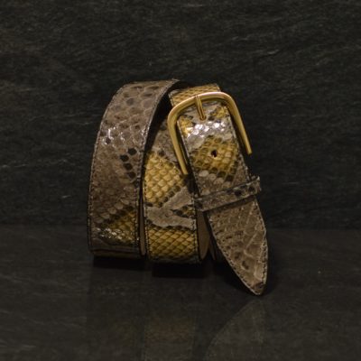 Ralph Gladen Schlangenledergürtel Python Breite 3,5cm in taupe / gold