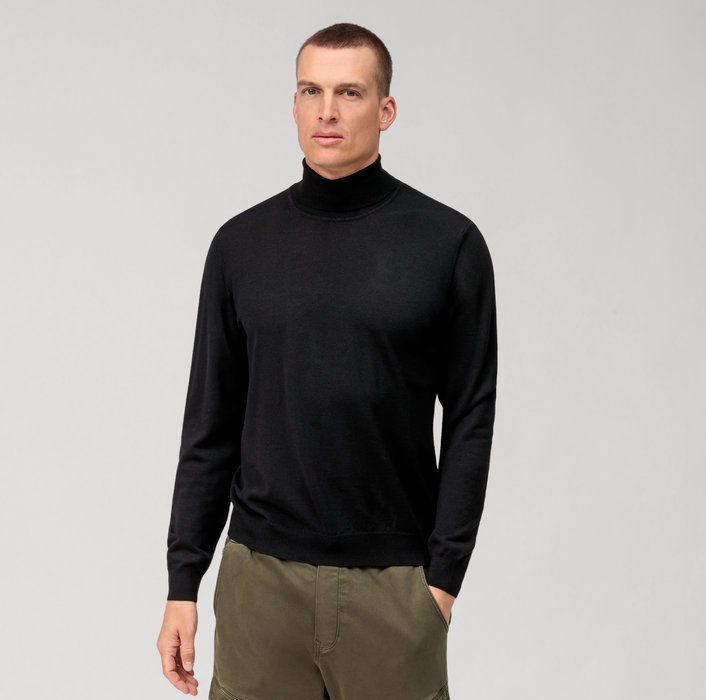 Olymp Casual Strick Rollkragen Pullover, Schwarz