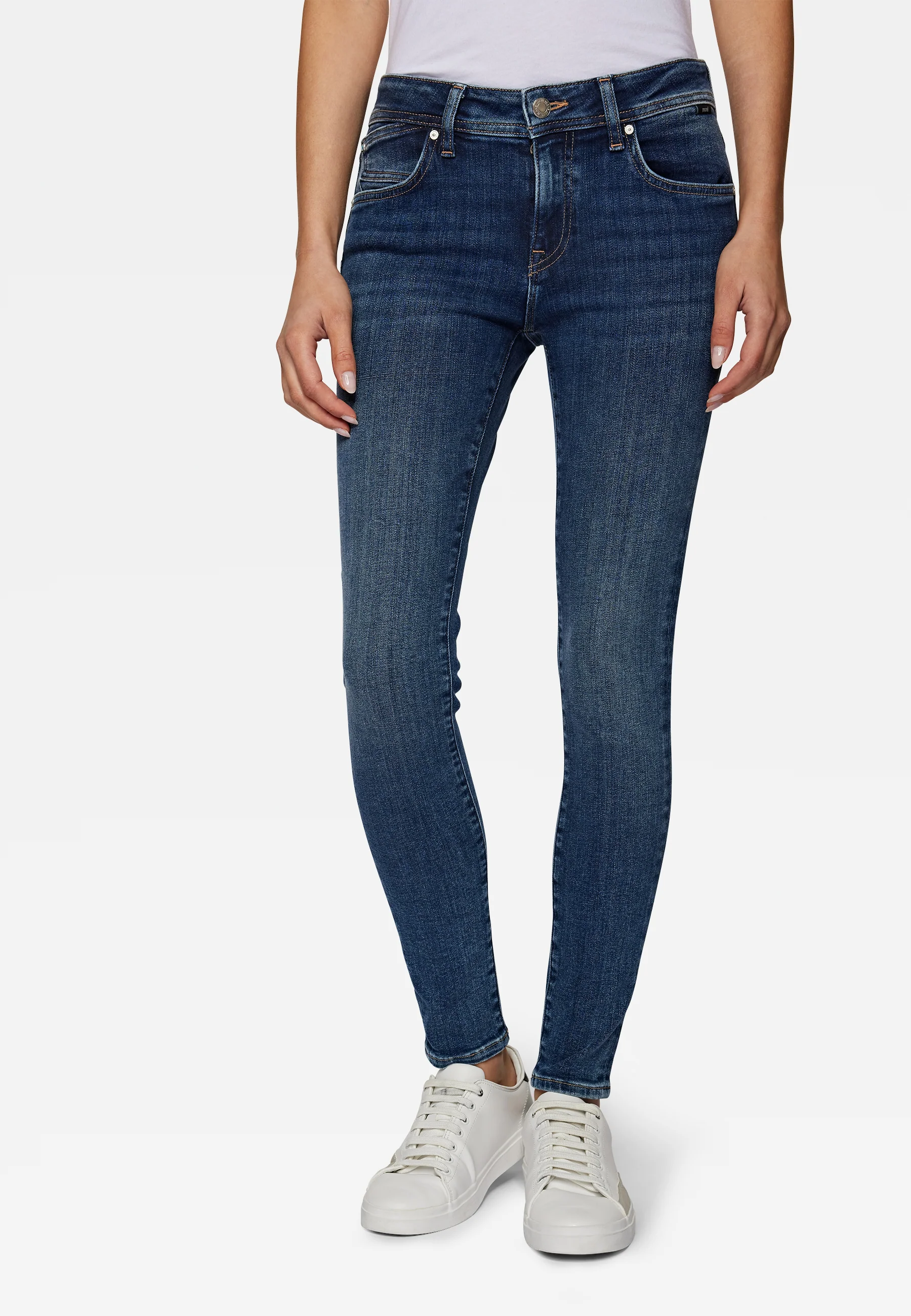 Mavi ADRIANA | All Blue Mid-Rise, Super Skinny in Dark Brushed Denim 