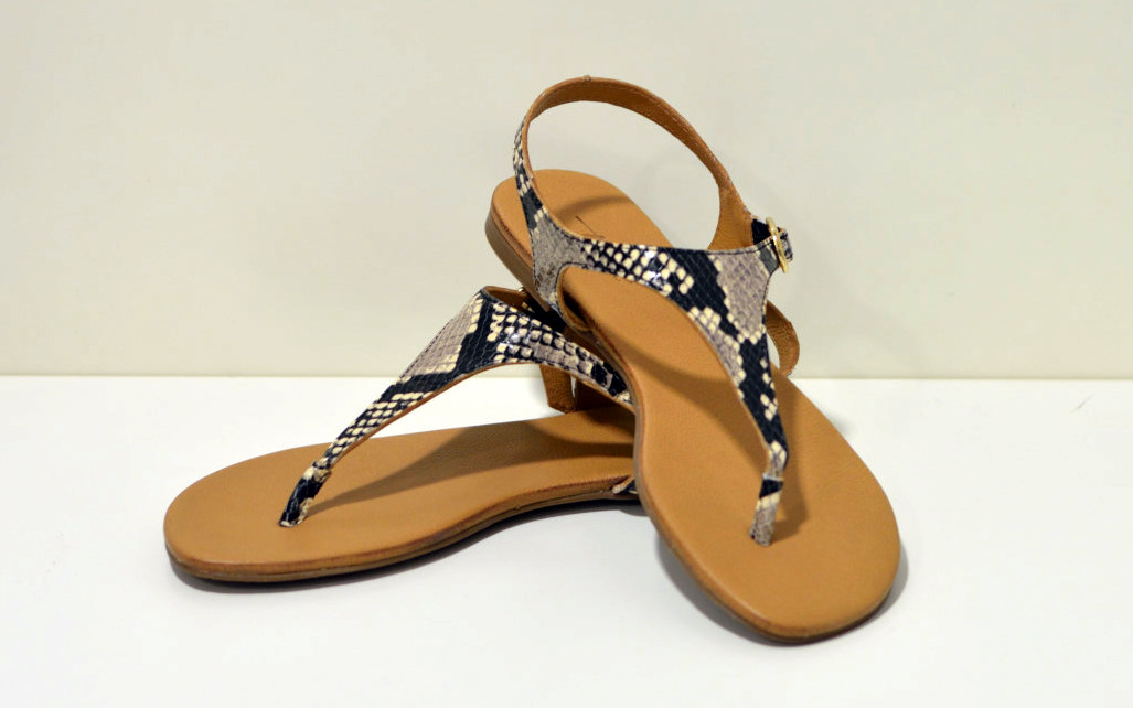 Tube Zehensandalen aus Leder in Python Snake / Sandale 