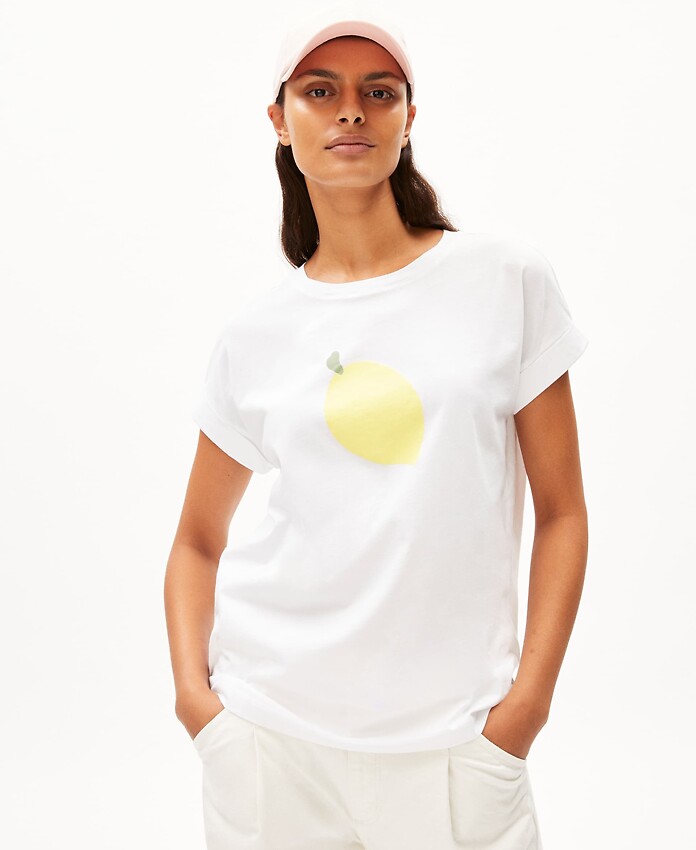 Armedangels  IDAARA FRUITS T-Shirt Loose Fit aus Bio-Baumwolle in weiß 