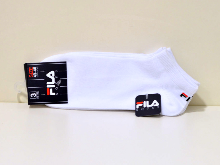 3er Pack FILA Unisex Sneaker Socken  Weiss mit Fernsen Logo