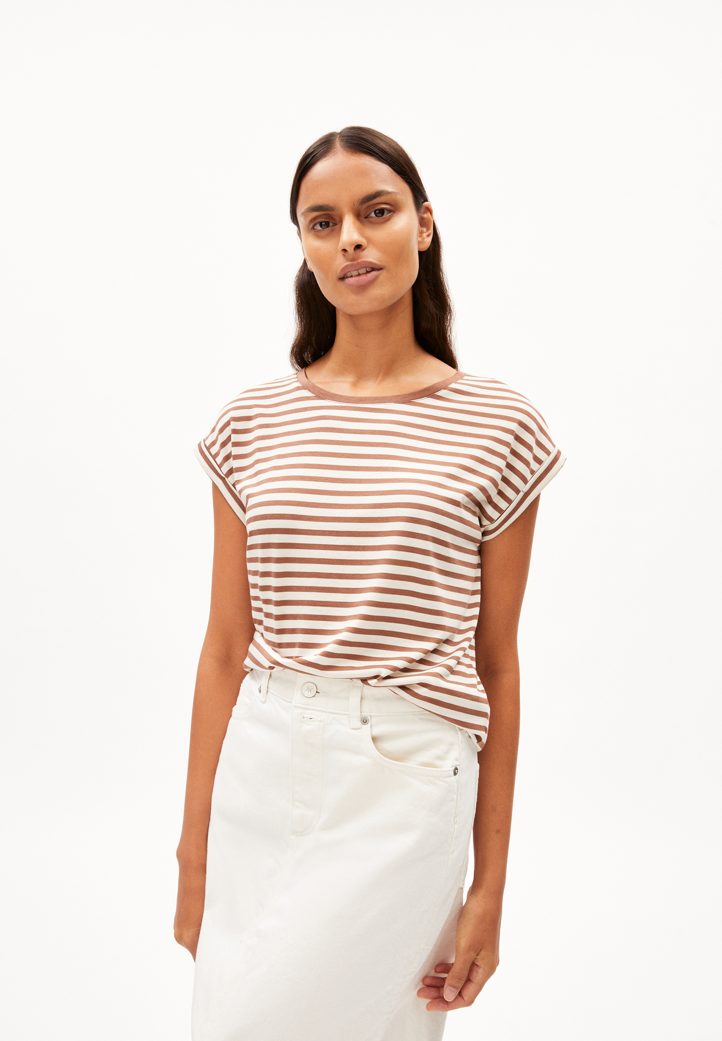 Armedangels JILAANA STRIPES T-Shirt Loose Fit aus TENCEL™ Lyocell Mix in nutshell - oatmilk Armedangels JILAANA STRIPES T-Shirt Loose Fit aus TENCEL™ Lyocell Mix in nutshell - oatmilk