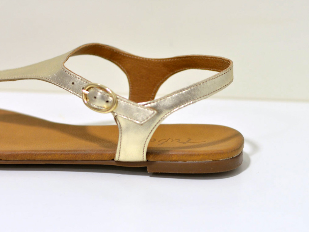 Tube Zehensandalen aus Leder Gold 