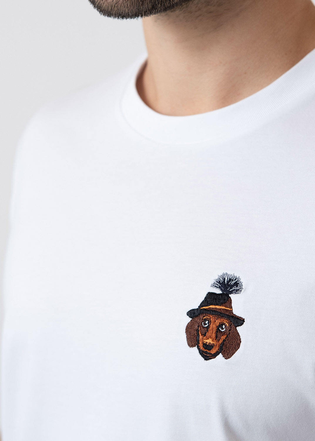 Bavarian Caps T-Shirt "Monsieur Waldi" - weiß Dackel