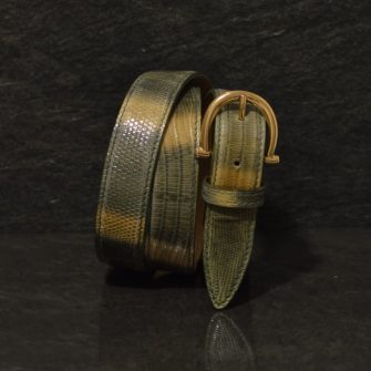 Ralph Gladen Lizard Gürtel Breite 3,0cm in grün-beige/ Eidechsenleder