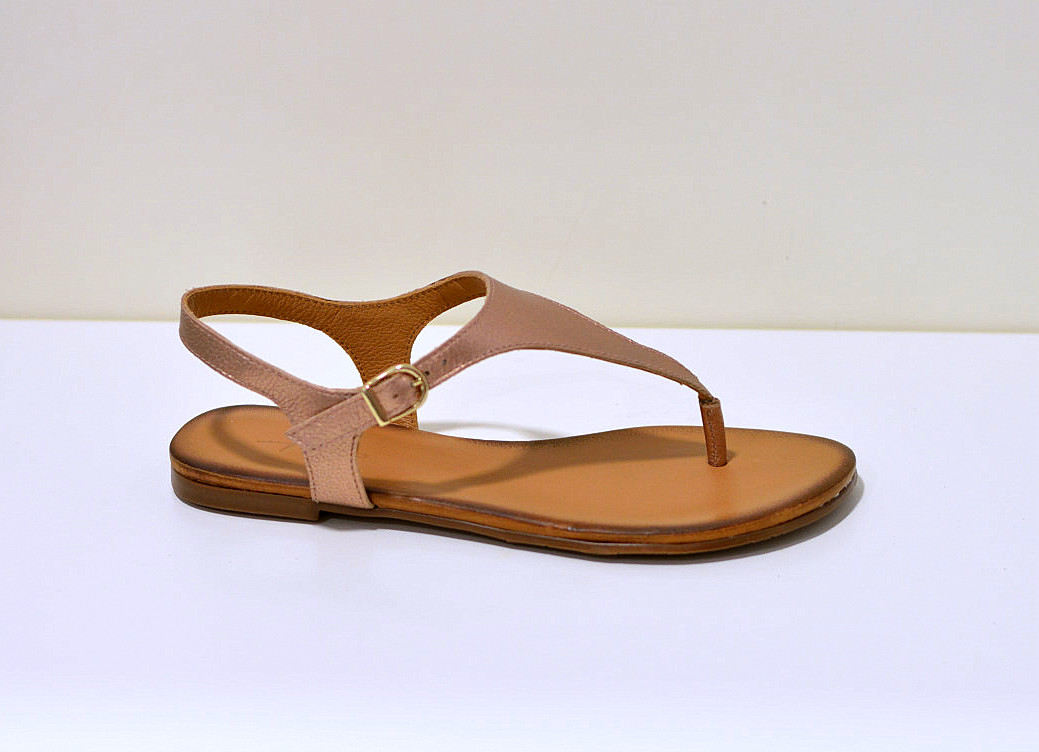 Tube leichte Sommer Zehensandalen aus Glatleder mit Gelsohle rose metallic