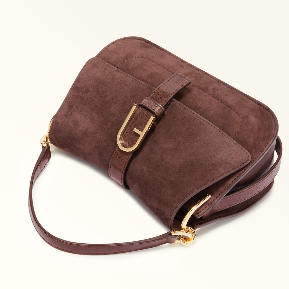 Furla Flow Henkeltasche aus Wild- und Vachetteleder L in Cioccolato Furla Flow Henkeltasche aus Wild- und Vachetteleder L in Cioccolato