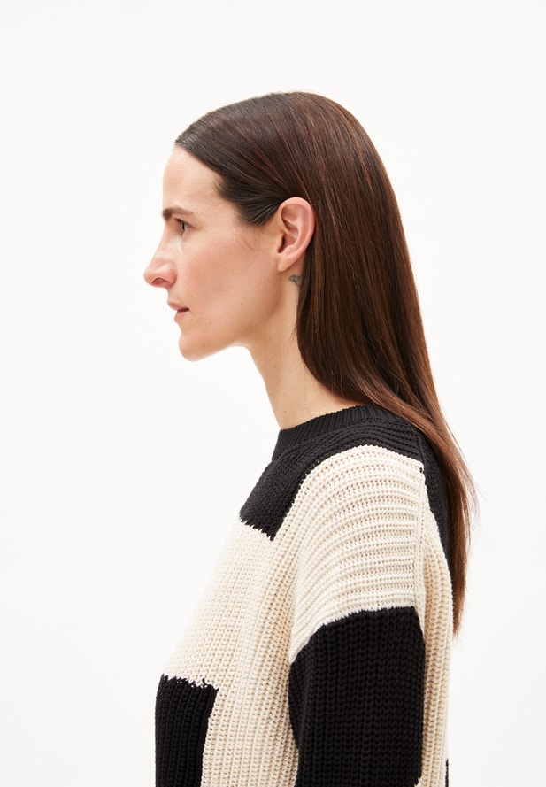 Armedangels NURIAAS BLOCKSTRIPES Pullover Loose Fit aus Bio-Baumwolle undyed black Armedangels NURIAAS BLOCKSTRIPES Pullover Loose Fit aus Bio-Baumwolle undyed black