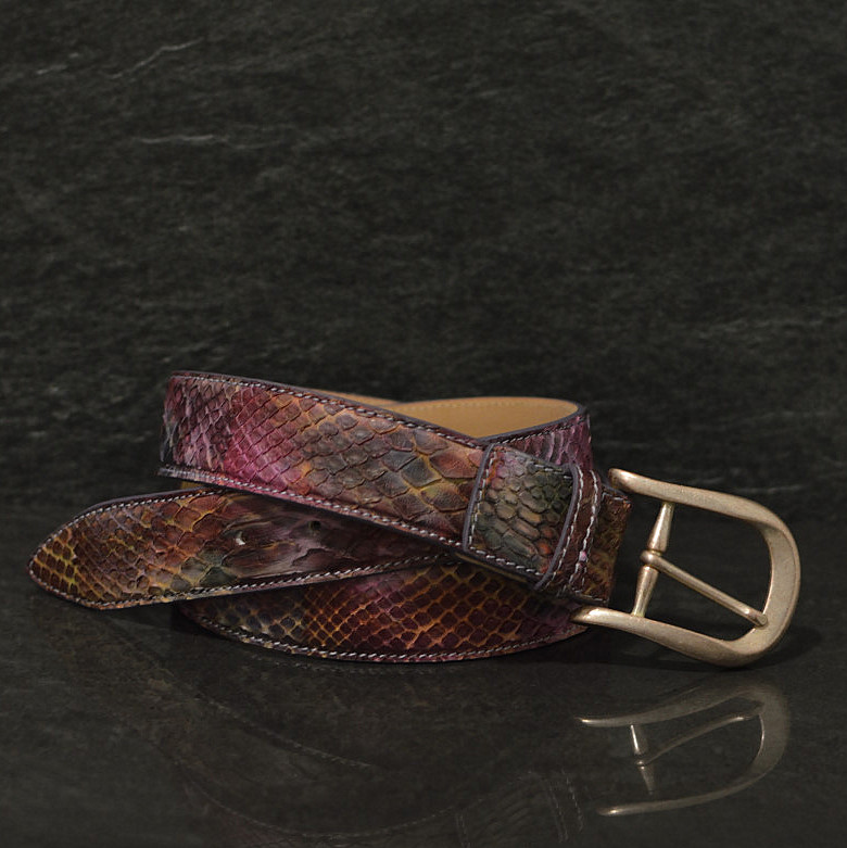 Ralph Gladen Schlangenledergürtel Python Breite 3,5cm in perfkt abgestimmter batik Farbvielfalt