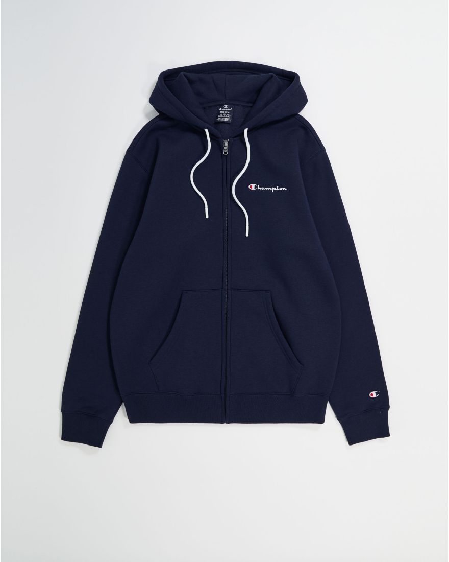 Champion Fleece-Kapuzenpullover mit durchgehendem Reißverschluss und Stickerei in blau