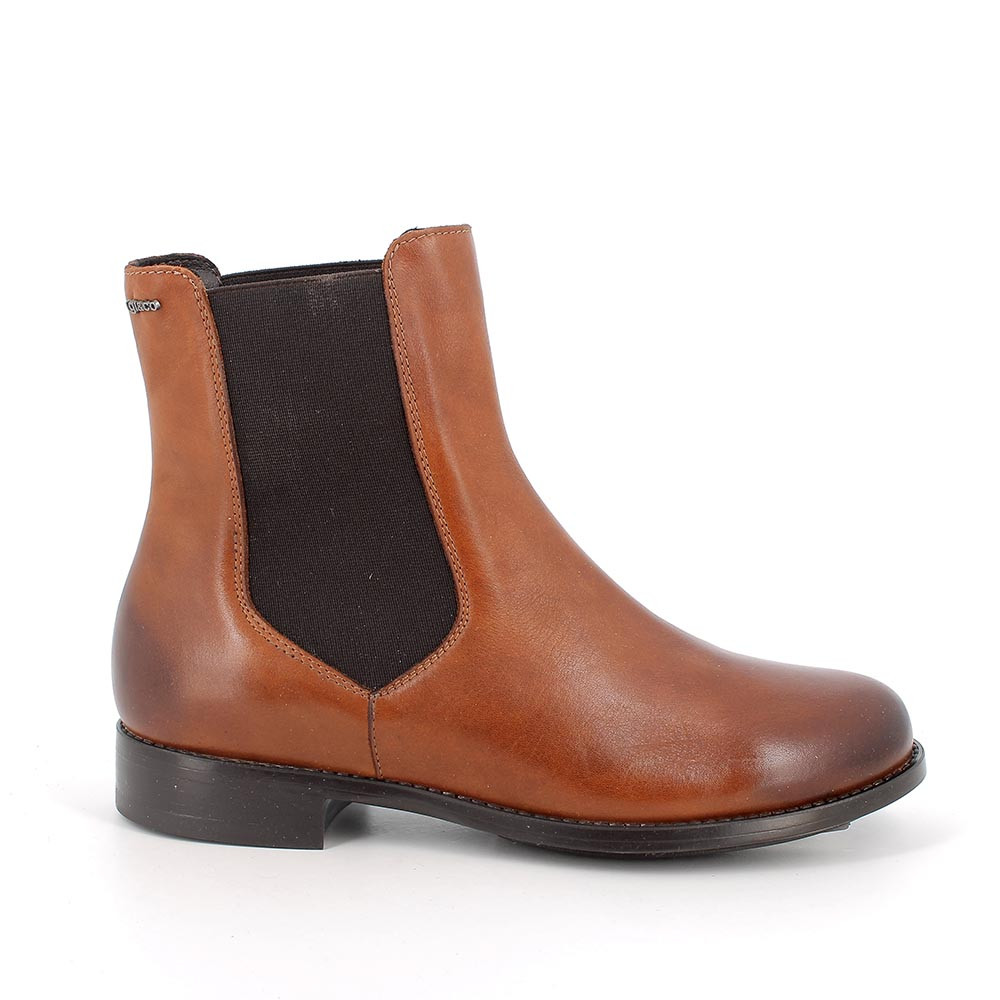 Igi&Co Damen-Chelsea Boots aus Leder mit Absatz, cognac