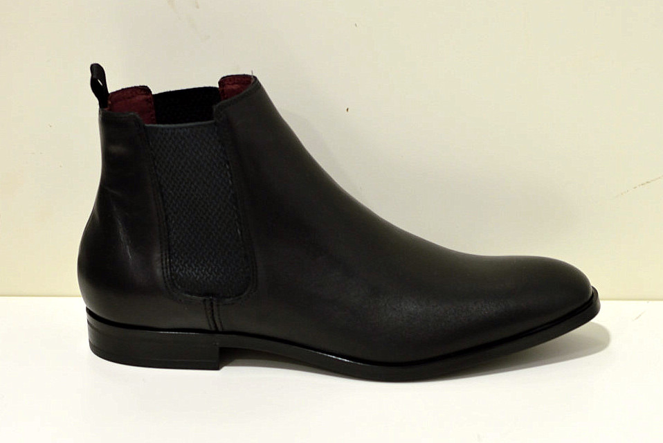 Franzini made in Italy Herren-Chelsea Boots aus Leder, schwarz