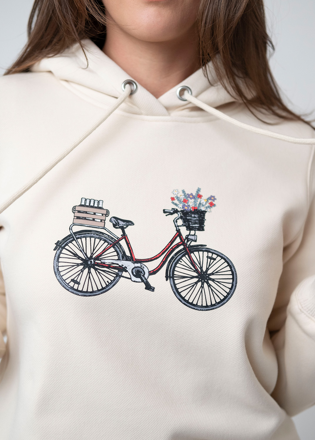 Bavarian Caps Hoodie "Expresslieferdienst Damen" - beige Blumen / Wein 