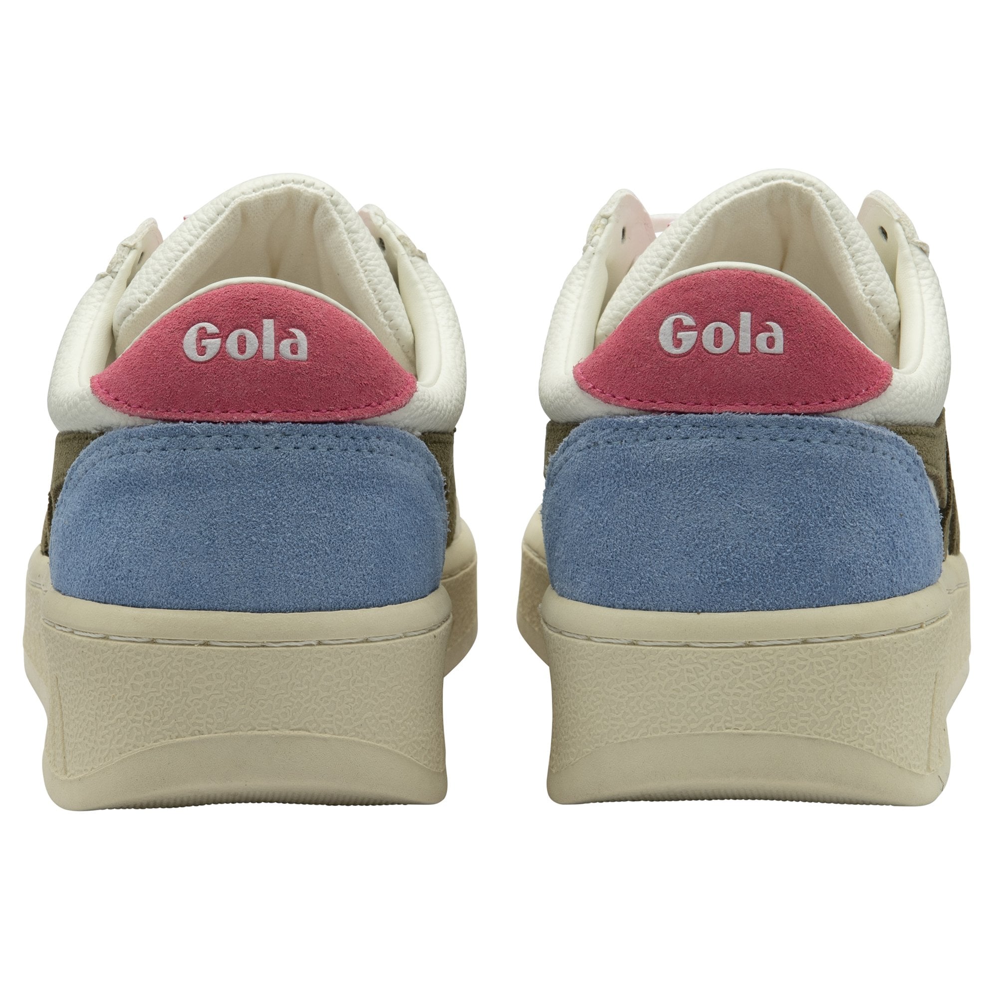  Gola Classics Women's Grandslam Trident Trainers / Sneaker in White/Khaki/Fluro Pin