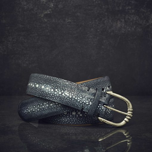 Fausto Colato Rochenleder Gürtel Galuchart 4,0cm row stone mit durchgehender Perle