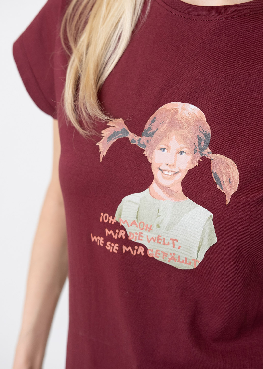 Bavarian Caps Damen T-Shirt Pippi Langstrumpf - weinrot Bavarian Caps Damen T-Shirt Pippi Langstrumpf - weinrot