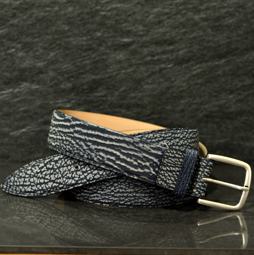 Ralph Gladen Haileder Gürtel Sharkbelt Sonderbreite 4,5cm in hellblau Haifisch