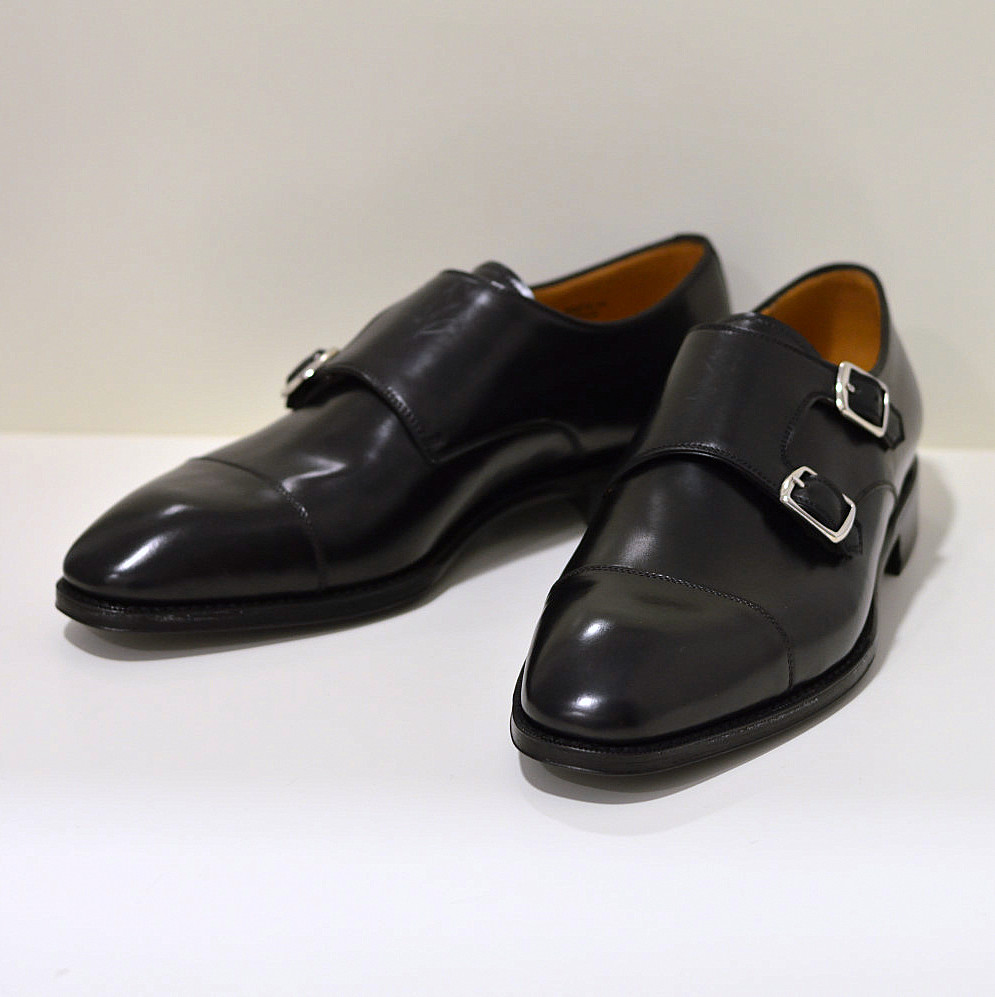 Berwick Businessschuh aus Cordovan-Leder / Pferdeleder in Doppelmonk-Form, schwarz 5218 