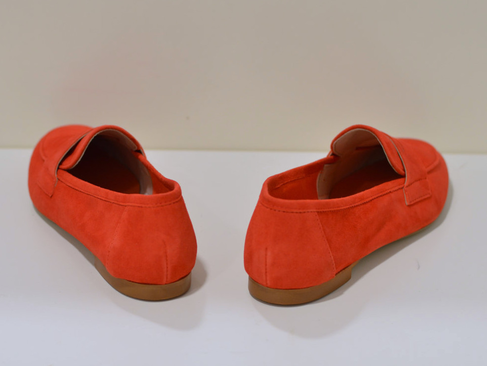 Gianluca Pisati Moccasins / Loafer Adele aus feinstem Wildleder (Gamsleder) in corallo