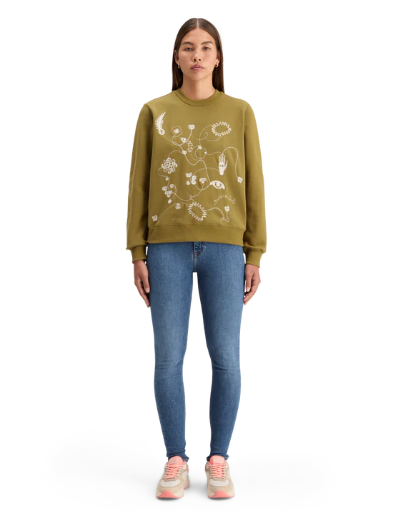 Scotch&Soda EMBROIDERED REGULAR FIT SWEATSHIRT in olive